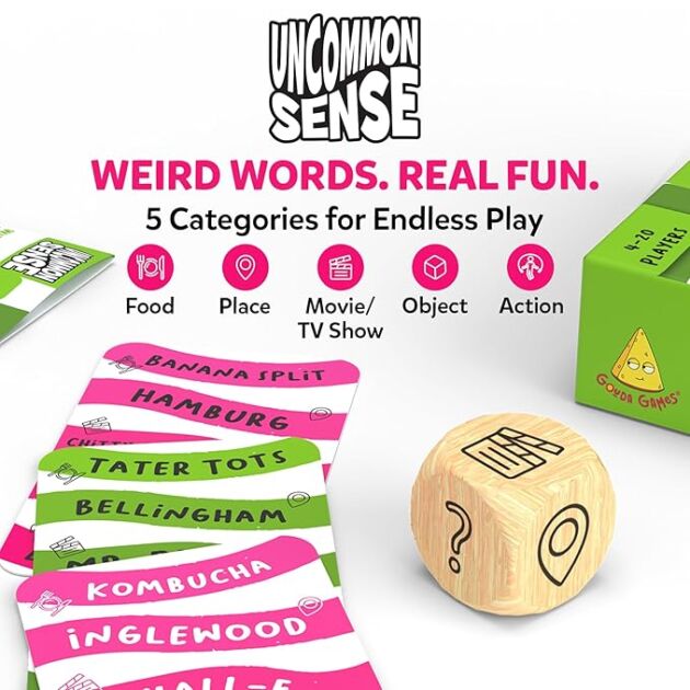 The vibrant box of Uncommon Sense, a fast-paced guessing game